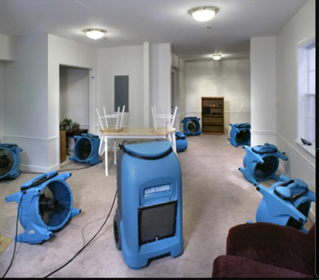 Air movers and dehumidifier setup for Water Extraction & Removal in Iron Mountain